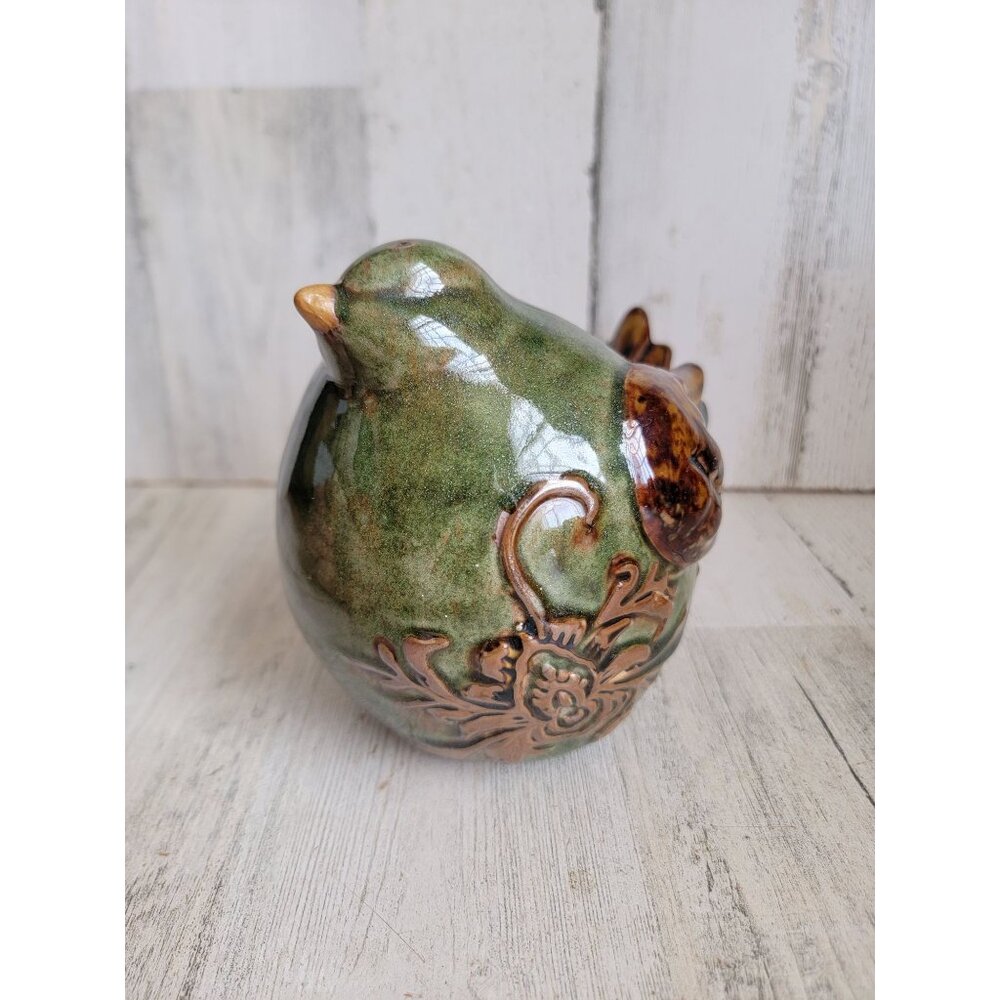 Cracker Barrel chubby bird green ceramic home decor figure
